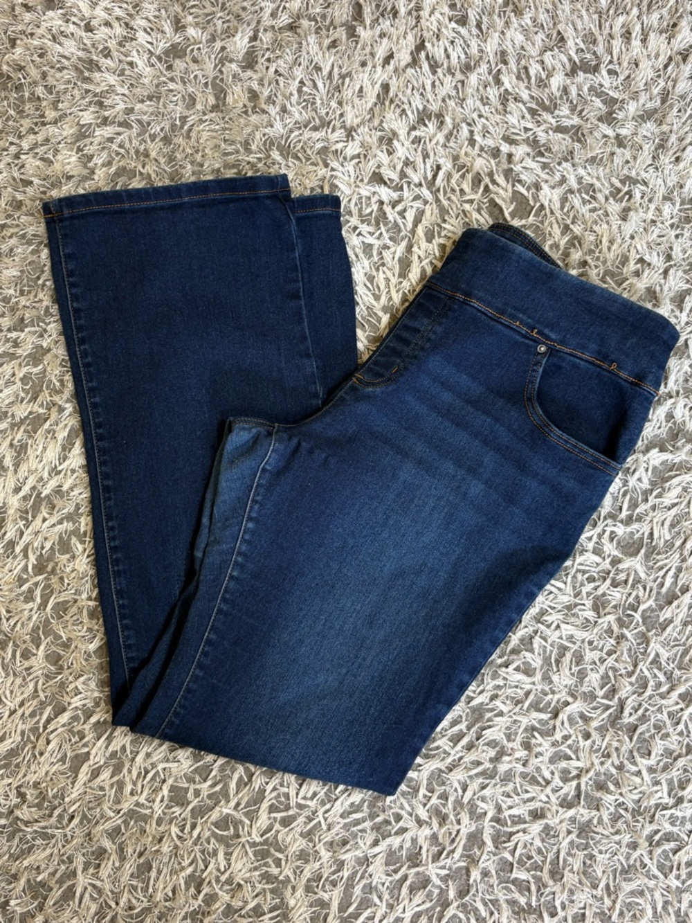 Pioneer Woman Jeans Pullon Womens L Elastic Waist Stretch Dark Wash Embroidered